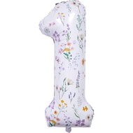 Wildflower Number 1 Balloon, 40 Inch Floral Large Number Balloon for Kids Boys Girls 1st Birthday Pa