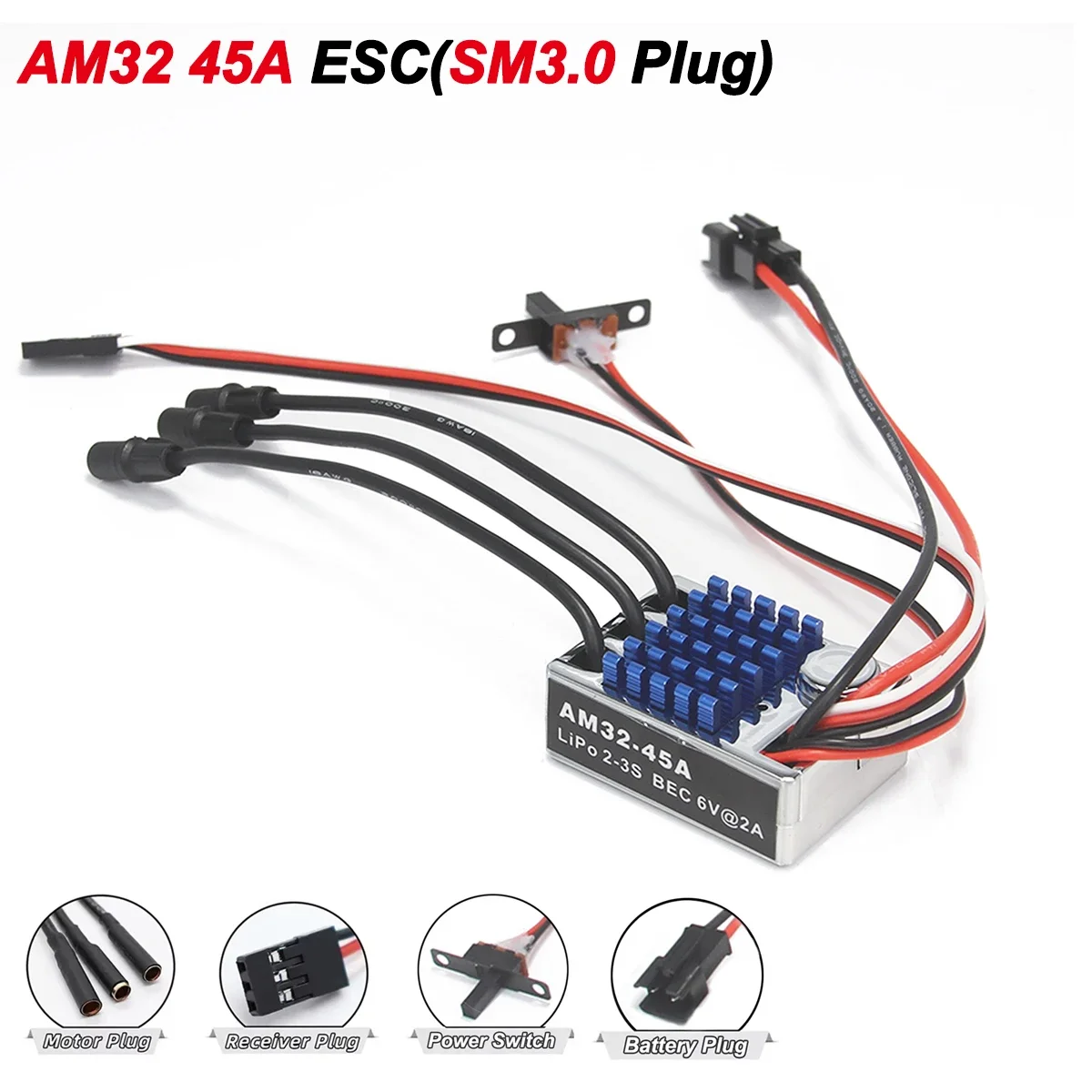 280 370 Brushed Upgrade Part 2322 2600KV Outrunner Brushless Motor AM32 45A ESC for 1/12 RC Car Craw