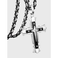 POYO Domineering Rivets Heavy Industry Multi-Layer Cross Pendant with Byzantine Cuban Chain Hip-Hop 