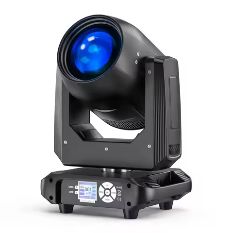 Fieryzeal 200W Moving Head DJ Light 18-Facet Prism Stage Light DMX512 14Colors 14Gobos Beam Spotligh