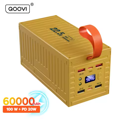 QOOVI 60000mAh Power Bank 22.5W PD QC 3.0 Charger Powerbank Large Battery Capacity Power Station Fas