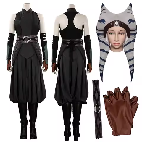 Asoka Cosplay Female Disguise Headwear TV Bounty Hunter Female Costume Adult Women Roleplay Outfit F