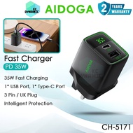 AIDOGA CH-517 35W Charger PD35W Fast Charging Charger Adapter Wall Charger Aidoga Charger Adaptor Ai