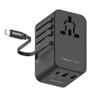 MOMAX 1-World+ 3-Ports Travel Charger (GaN 70W) - Black