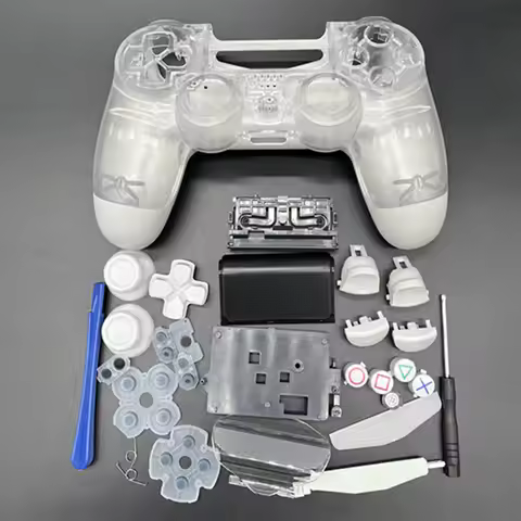 For PS4 Pro JDM-050 JDM-055 Transparent Hard Plastic Controller Housing Case Buttons Replacement She