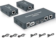 GREATHTEK 1x2 HDMI Extender Splitter 1080p Over Cat5e/Cat6/Cat7 Ethernet Cable With 2 HDMI Loop Out 
