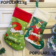 POPULAR Christmas Stocking, Christmas Tree Pendant Green Sulley Christmas Gift Bag,  Holiday Decoration Super Soft Cartoon Grinch Socks Christmas Decoration