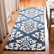 Safavieh Micro-Loop Collection MLP221M Handmade Wool Runner, 2' 3" x 7', Blue/Ivory