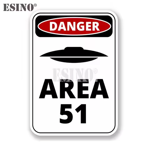 Creative Warning Danger UFO Area 51 Alien Cartoon PVC Decal Waterproof Car Body Sticker Pattern Viny