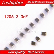 100pcs 1206 3.3nF 3300pf 332K 100V X7R 10% Error SMD Ceramic Capacitor MLCC