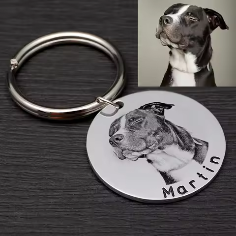 Personalized Dog Tag Custom Pet ID Tag with Photo Dog Collar Tag New Puppy Gift Dog Accessories Coll