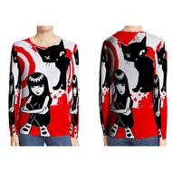 Emily The Strange Top Taillen Band Music Cat Fullprint Long Sleeve T-Shirt Unisex Polyester
