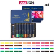 สีไม้ระบายน้ำ Deli ดินสอสีไม้ กล่องเหล็ก 24สี/36สี/48สี/72สี สีไม้ โทนสีสวย อุปกรณ์วาดภาพ งานศิลปะ ง