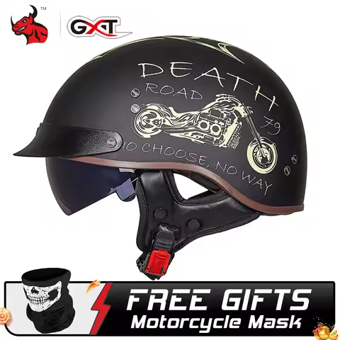 GXT DOT Certification Retro Motorcycle Helmet Moto Helmet Scooter Vintage Half Face Biker Motorbike