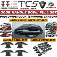 TCS DOOR HANDLE BOWL CARBON FIBER PERODUA AXIA ALZA ARUZ ATIVA BEZZA MYVI KELISA KANCIL VIVA PROTON 