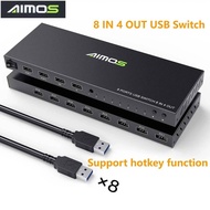 USB 2.0 USB Switch Selector,AIMOS 8 in 4 Out USB Printer Share Switcher for 8 PC Share 4 USB Devices