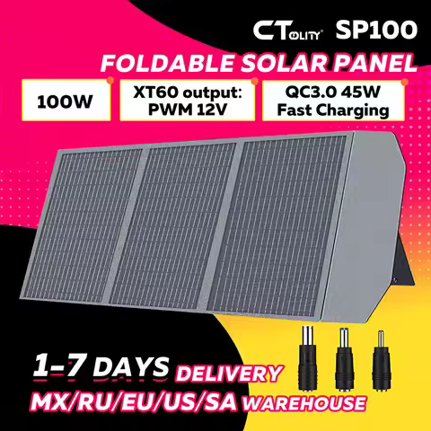 CTOLITY SP100 100W Portable Solar Panel 20.5V Foldable Solar Charger PD45 Flexible Solar Generator C