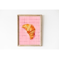 Pink Bakery Brunch Breakfast Art, Kitchen Wall Printing, French Decoration, Number Download, Retro E