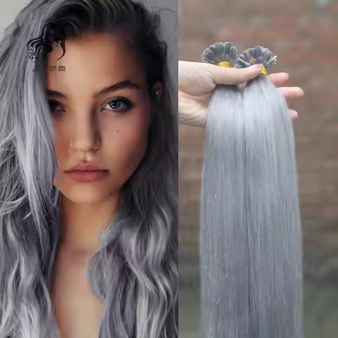 U Tip Hair Extensions Natural Real Human Fusion Hair Extensions Color Gruen Purple Blue Pink Red Gra