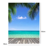 Layar Backdrop Background Prop Fotografi Gambar Langit Biru Pantai