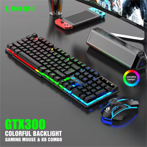 Gaming Keyboard USB Floating Mechanical Feel Wired Keyboard, Suitable for Gaming and Office Mouse an