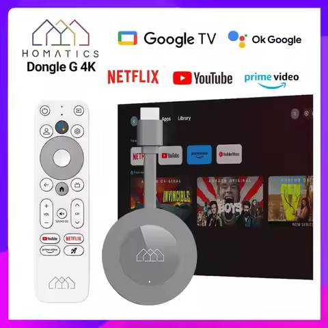 Google Netflix Certified HOMATICS Dongle G 4K TV Stick Android 14 OS Amlogic S905Y4 Media Player Dol