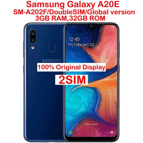 Samsung Galaxy A20e Smart Android Phone 5.8-inch 720x1560 Global Version 2SIM Back Fingerprint NFC S