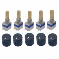 5pcs Interphone Volume Potentiometer with Switch Aluminum Alloy Caps A10K Interphone Accessories Kno