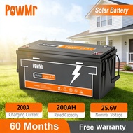 PowMr LiFePO4 Battery 24V 200Ah Deep Cycle 2000+ Cycles Built-in BMS High Efficiency Lithium Iron Ph