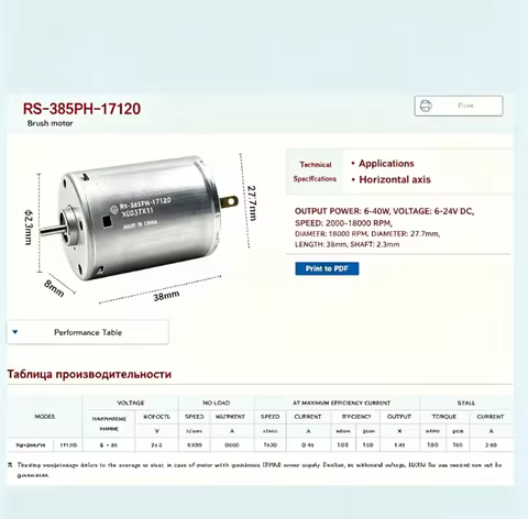 MABUCHI RS-385PH-17120 Mini RS-385 Motor DC 12V 18V 24V 9000RPM Micro 28mm Electric Carbon Bush Moto