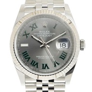 （現貨）全新25年Date ROLEX 勞力士 恒動日誌型 126234 DATEJUST 126234-0045 溫布頓風格 綠蘿 綠羅馬數字 石板灰色 WIMBLEDON