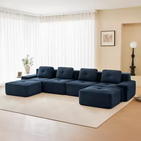 153" Modular Sectional Sofa for Living Room U-Shaped Sofa 4-Seater Couch with Deep Seat and 2-Movabl