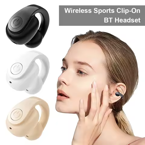 Wireless Ear Clip On Earphone Bluetooth-Compatible 5.4 Noise Canceling HiFi Stereo Headset Clip On H