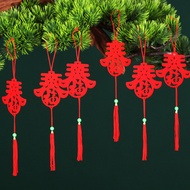 [PANDHY'S]6pcs Chinese New Year Outdoor Scene Layout Flocking Red Decor Decoration Festival Bonsai Money Tree Pendant