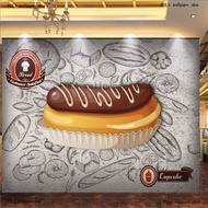 Custom wallpaper mural Cement Wall Wallpaper Bread Cake Mural Industrial Decor for Bakery Baking Sho