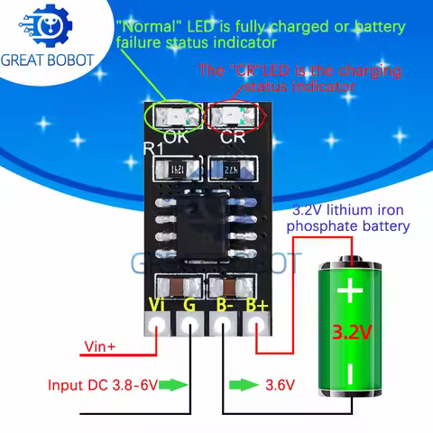 Dedicated 3.2V LiFePO4 Battery Charger Module 3.6V 1A CV/ CC wtih Overvoltage Protection Automatic R