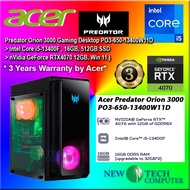 *CLEARANCE STOCK* Acer Predator Orion 3000  PO3-650-13400W11 i5-13400F 16GB  1TB SSD RTX4070 RTX 407