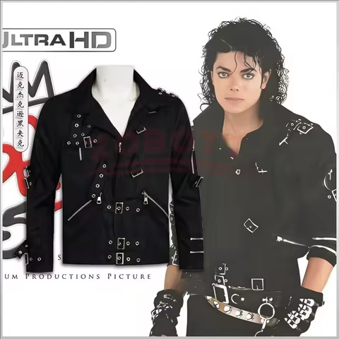 Role-player Michael Jackson BAD Punk Jacket Black Outwear Impersonator Michael Jackson Jacket Cospla