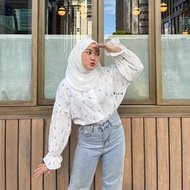 Byvia - Soya Crinkle Blouse Floral Blouse Oversized Blouse Balloon Sleeve Blouse