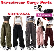 Wanita Seluar Kasual Streetwear Cargo Pants Seluar baggy wanita Lebar Kaki Lurus Seluar Panjang Wome