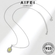 AIFEI JEWELRY Original For Chain Women Simple 純銀項鏈 Necklace Pendant Perak Sterling Korean Emerald Silver Rantai Perempuan Leher 925 Accessories N98