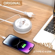 IPHONE Fast Charger 50W 6 Ports USB+Type-C White LED Night Light for Androidiphone Quick Charging St