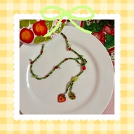 Jumino Core Strawberry Necklace Y2K Cute Handmade Bead Necklace Stitchystuffes Y2K Necklace
