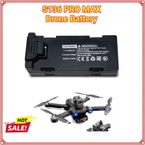 Drone Battery Arm for S136 Mini Drone Spare Parts S136 PRO Drone Battery 3.7V 2000mAh S136 PRO MAX