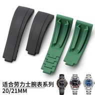 Suitable for Rolex Watch Strap Flat Mouth Original Rubber Silicone Black Green Blue Water Ghost Brac