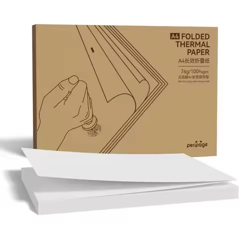 PeriPage 100 Pages Folded A4 Thermal Printer Paper for Long-lasting, 8.5 x 11 Inch for A40 Printer P
