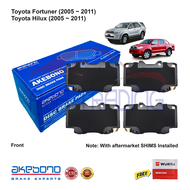 Genuine Akebono Front Brake Pads for Toyota Hilux (2005 - 2011) Toyota Fortuner (2005 - 2011) with W