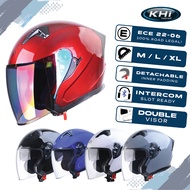 KHI K528DV Double Visor Motorcycle Jet Helmet | JPJ Approved Helmet Motor Double Visor
