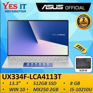 Asus Zenbook 13 UX334F-LCA4113T 13.3" FHD Laptop Icicle Silver ( I5-10210U, 8GB, 512GB, MX250 2GB, W