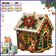 DIY Pearl Art Kits Christmas House Seasonal Table Decoration Wooden House Rhinestone Art Set for Wom